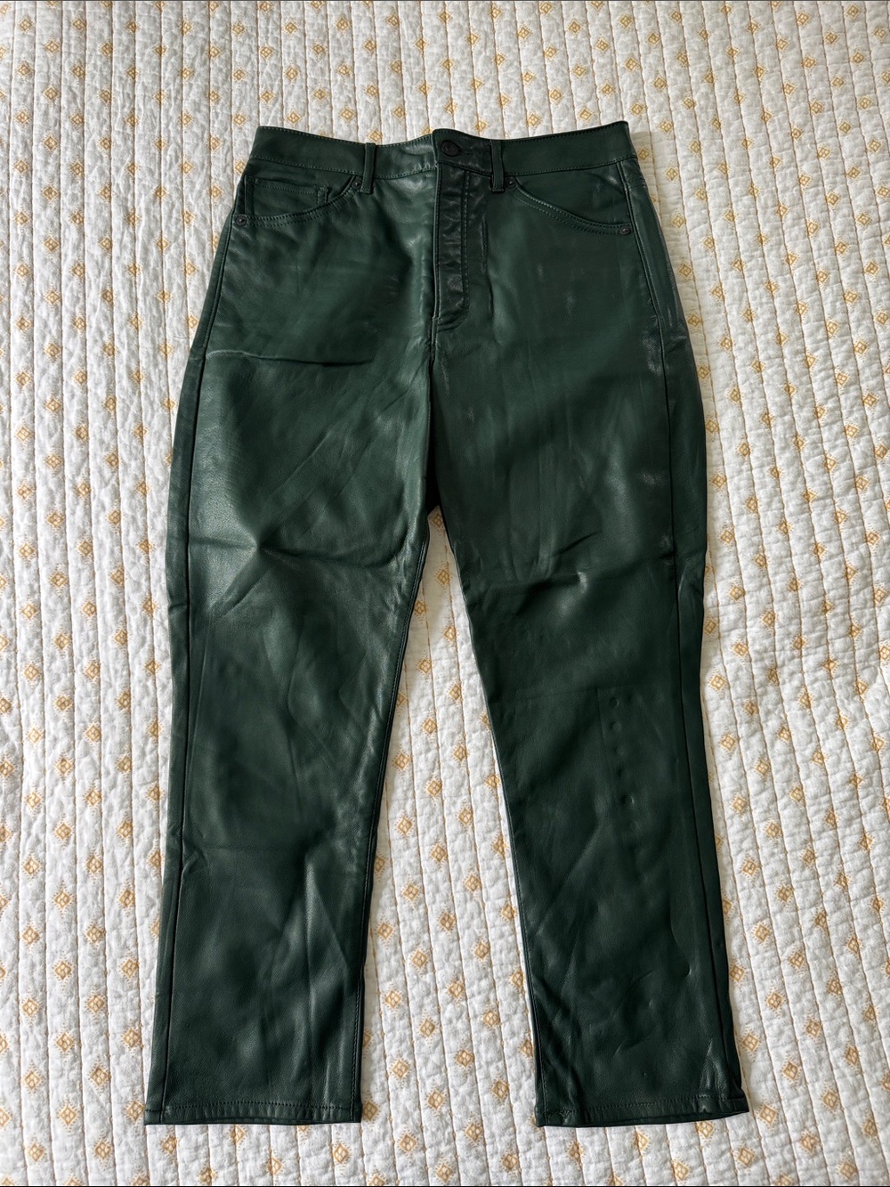 Express Hunter Green Leather Pants